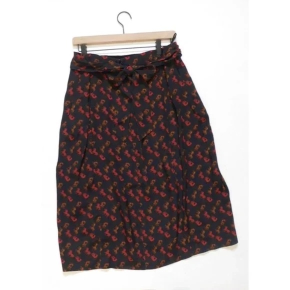 COACH Horse & Carriage Print Skirt Equestrian Equine A-Line Tie Waist Size 8 - Picture 7 of 12